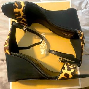Michael Kors Leopard Print Fiona Wedge